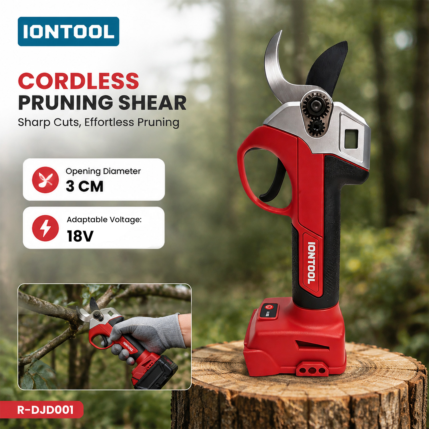 Gardening Tools Scissors - IONTOOL Kırmızı Kablosuz Budama Makası (Sadece